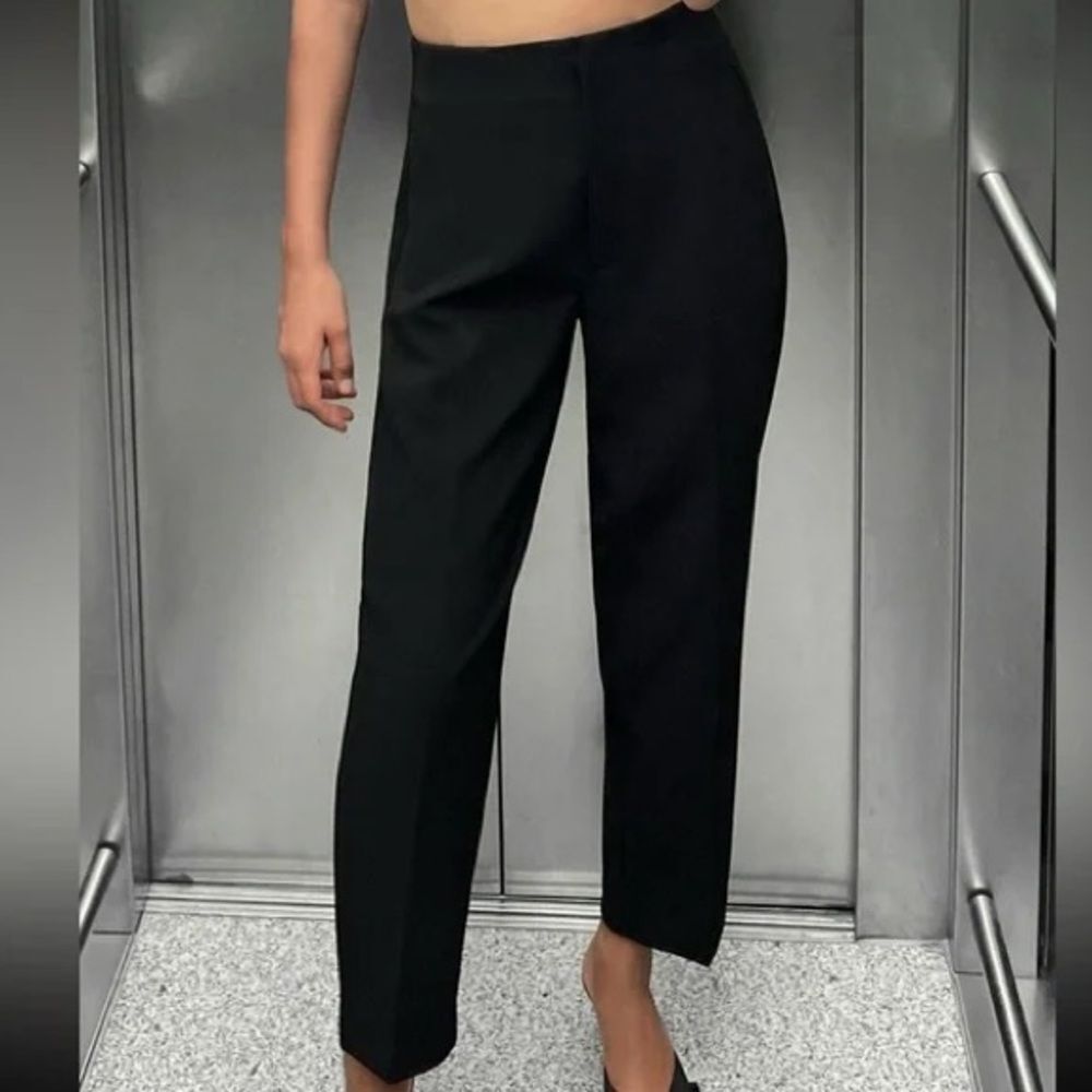 Zara Basic Black Work Pants - Size Medium - Stret… - image 1